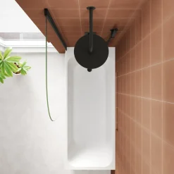 Armourcast Reinforced Slim Edge Single Ended Bath & Matt Black Shower Screen - 1700mm