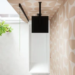 Armourcast Reinforced Slim Edge Square Single Ended Bath & Matt Black Shower Screen - 1700mm