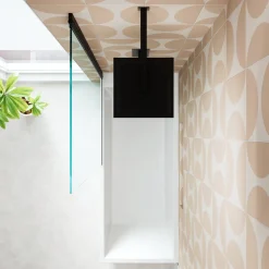 Armourcast Reinforced Slim Edge Square Single Ended Bath & Matt Black Shower Screen - 1700mm