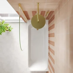 Armourcast Reinforced Slim Edge Single Ended Bath & Brushed Brass Shower Screen - 1700mm