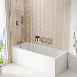 Armourcast Reinforced Slim Edge Square Single Ended Bath with Shower Screen - 1700mm