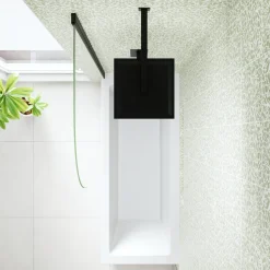 Armourcast Reinforced Straight Square Single Ended Bath & Matt Black Shower Screen