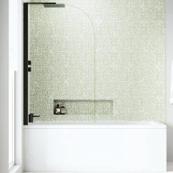Armourcast Reinforced Straight Square Single Ended Bath & Matt Black Shower Screen
