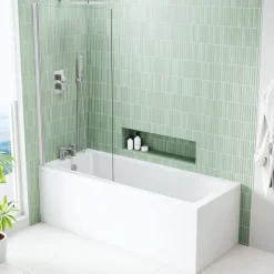 Armourcast Reinforced Straight Square Single Ended Bath with Shower Screen