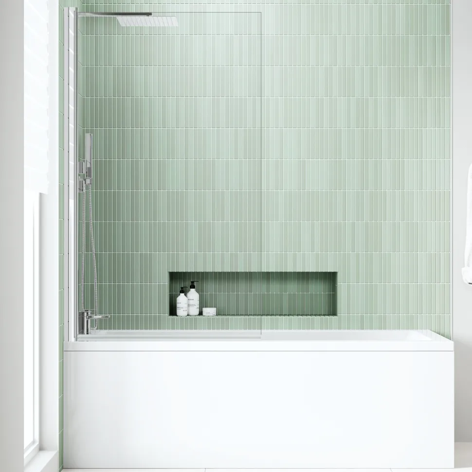 Armourcast Reinforced Straight Square Single Ended Bath with Shower Screen