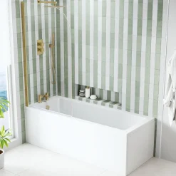 Armourcast Reinforced Straight Square Single Ended Bath with Shower Screen