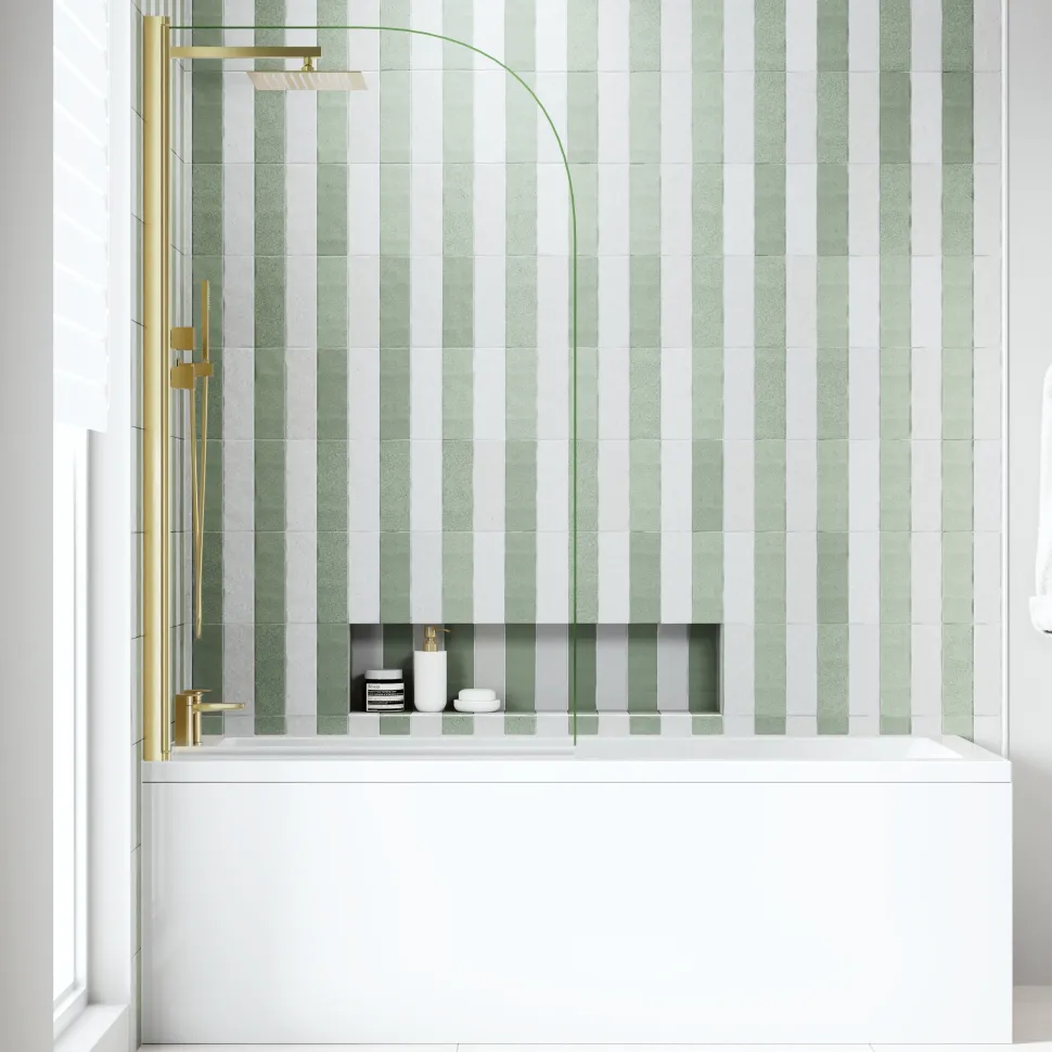 Armourcast Reinforced Straight Square Single Ended Bath with Shower Screen
