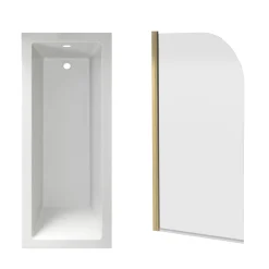 Armourcast Reinforced Straight Square Single Ended Bath with Shower Screen