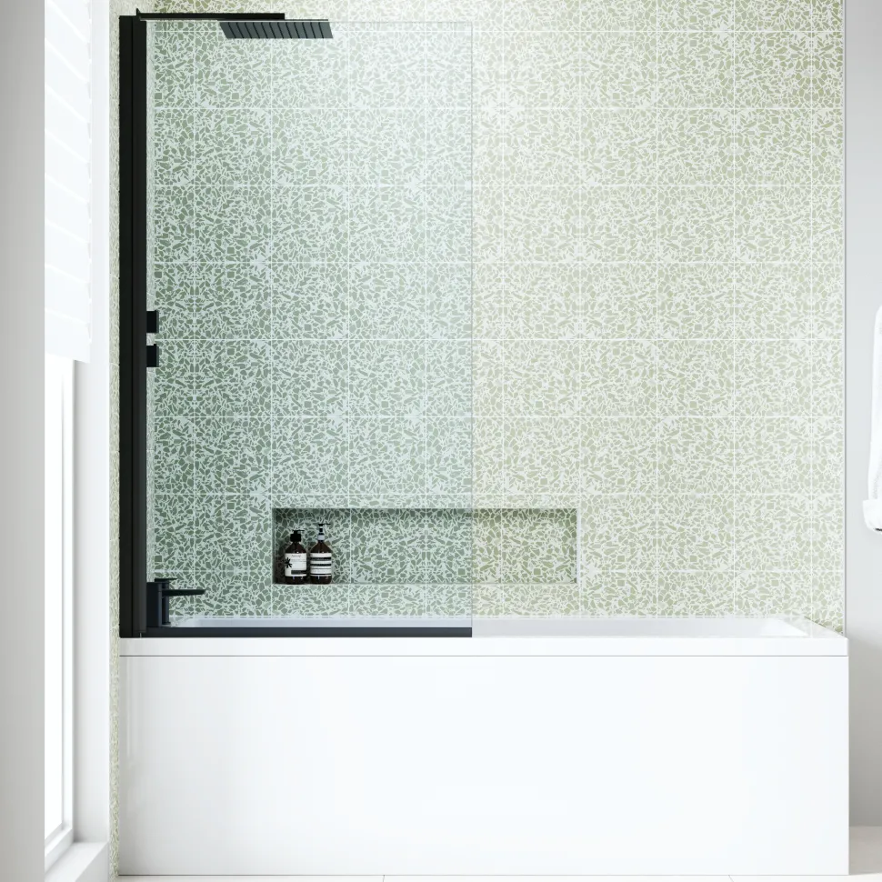 Armourcast Reinforced Straight Square Single Ended Bath with Shower Screen