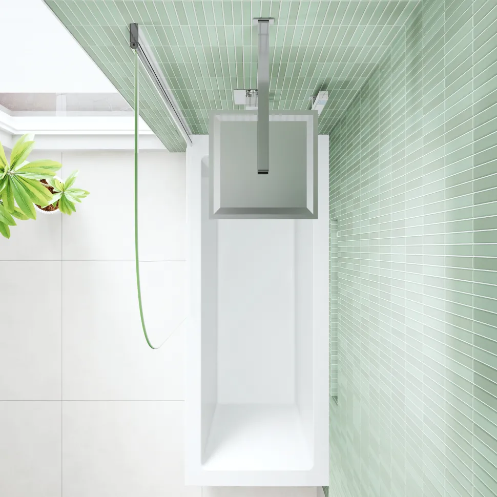Armourcast Reinforced Straight Square Single Ended Bath with Shower Screen