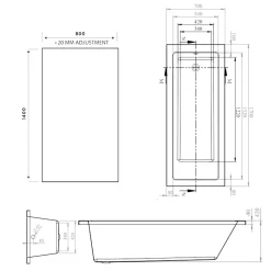 Armourcast Reinforced Straight Square Single Ended Bath with Shower Screen