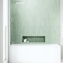 Armourcast Reinforced Straight Square Single Ended Bath with Shower Screen
