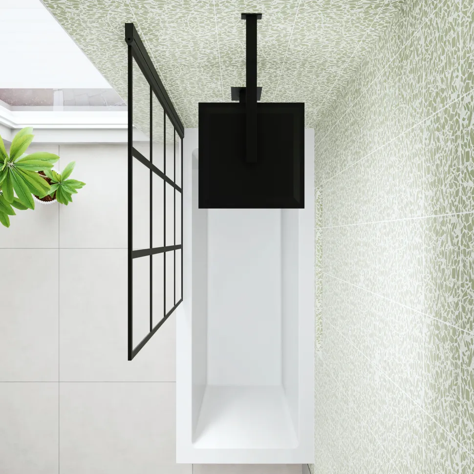 Armourcast Reinforced Straight Square Single Ended Bath with Shower Screen