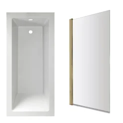 Armourcast Reinforced Straight Square Single Ended Bath with Shower Screen