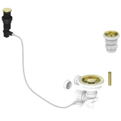 Artisan Brass Presto Automatic Waste Kit for Thomas Denby 1.5 Bowl Ceramic Kitchen Sinks
