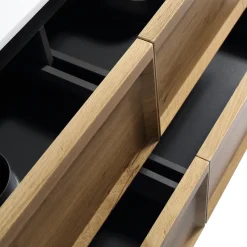 Aura 1200mm Wall Mounted Natural Oak Vanity Unit & Matt White Double Basin