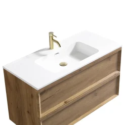 Aura 1000mm Wall Mounted Natural Oak Vanity Unit & Matt White Basin