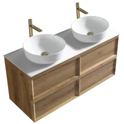 Aura 1200mm Wall Mounted Natural Oak Vanity Unit & Sintered Stone Countertop