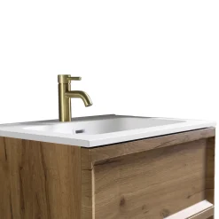 Aura 600mm Wall Mounted Natural Oak Vanity Unit & Matt White Basin