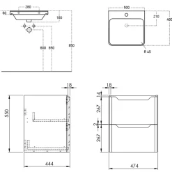 Ava 500mm Wall Hung Vanity Unit & Basin