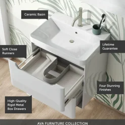 Ava 800mm Wall Hung Vanity Unit & Basin