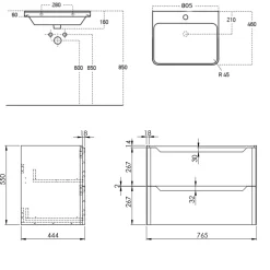Ava 800mm Wall Hung Vanity Unit & Basin