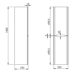 Ava 1400mm Wall Mounted Tall Storage Cabinet