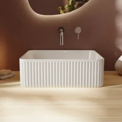 Billy Fluted Square Countertop Basin - 405mm
