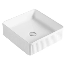 Billy Fluted Square Countertop Basin - 405mm