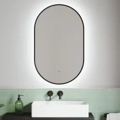 Billy LED Illuminated Oval Framed Mirror with Demister Pad & Colour Change Lights - 500 x 800mm