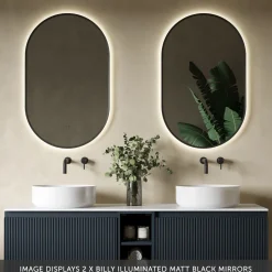 Billy LED Illuminated Oval Framed Mirror with Demister Pad & Colour Change Lights - 500 x 800mm