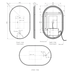 Billy LED Illuminated Oval Framed Mirror with Demister Pad & Colour Change Lights - 500 x 800mm