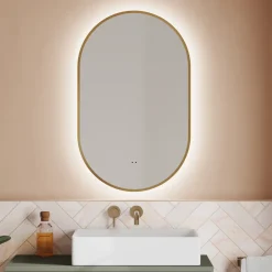 Billy LED Illuminated Oval Framed Mirror with Demister Pad & Colour Change Lights - 500 x 800mm