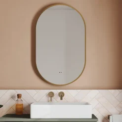 Billy LED Illuminated Oval Framed Mirror with Demister Pad & Colour Change Lights - 500 x 800mm
