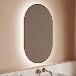 Billy LED Illuminated Oval Framed Mirror with Demister Pad & Colour Change Lights - 500 x 800mm