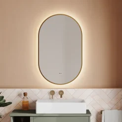 Billy LED Illuminated Oval Framed Mirror with Demister Pad & Colour Change Lights - 500 x 800mm