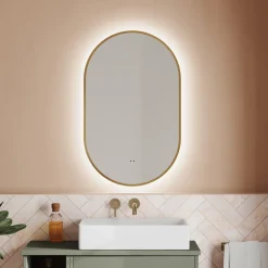 Billy LED Illuminated Oval Framed Mirror with Demister Pad & Colour Change Lights - 500 x 800mm