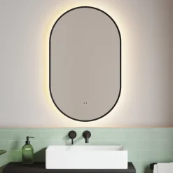 Billy LED Illuminated Oval Framed Mirror with Demister Pad & Colour Change Lights - 500 x 800mm