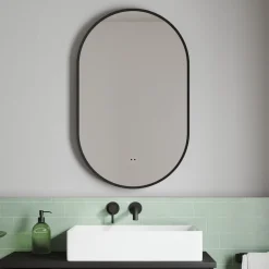 Billy LED Illuminated Oval Framed Mirror with Demister Pad & Colour Change Lights - 500 x 800mm