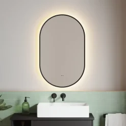 Billy LED Illuminated Oval Framed Mirror with Demister Pad & Colour Change Lights - 500 x 800mm