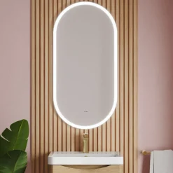 Billy LED Illuminated Oval Mirror with Demister Pad & Colour Change Lights - 500 x 1000mm