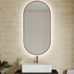 Billy LED Oval Framed Mirror with Demister Pad & Colour Change Lights - 500 x 1000mm