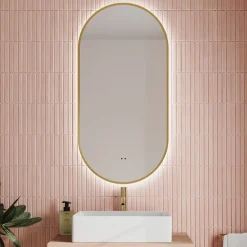 Billy LED Oval Framed Mirror with Demister Pad & Colour Change Lights - 500 x 1000mm