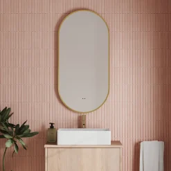 Billy LED Oval Framed Mirror with Demister Pad & Colour Change Lights - 500 x 1000mm