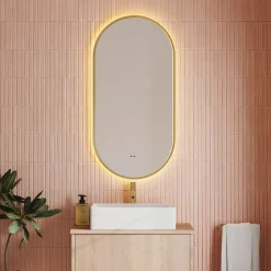 Billy LED Oval Framed Mirror with Demister Pad & Colour Change Lights - 500 x 1000mm