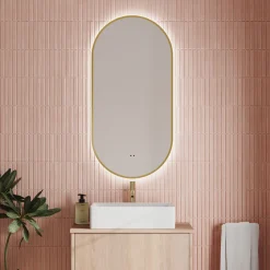 Billy LED Oval Framed Mirror with Demister Pad & Colour Change Lights - 500 x 1000mm