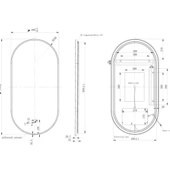 Billy LED Oval Framed Mirror with Demister Pad & Colour Change Lights - 500 x 1000mm