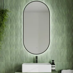 Billy LED Oval Framed Mirror with Demister Pad & Colour Change Lights - 500 x 1000mm