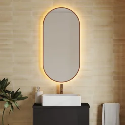 Billy LED Oval Framed Mirror with Demister Pad & Colour Change Lights - 500 x 1000mm