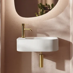 Billy Matt White Wall Hung Curved Cloakroom Basin - 400 x 215mm